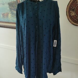 Old Navy Teal and Black Button-Up Shirt